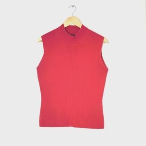 Tailor B. Moss Women's Red Vintage Sleeveless Mock Neck Pullover Tank Sweater